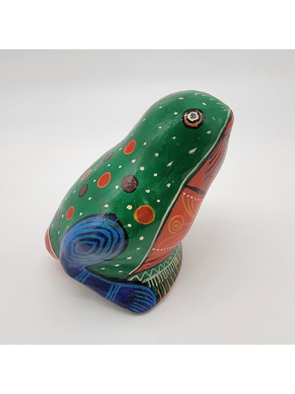 Vintage Hand-Painted Talavera Folk Art Frog Earthenware Sculpture